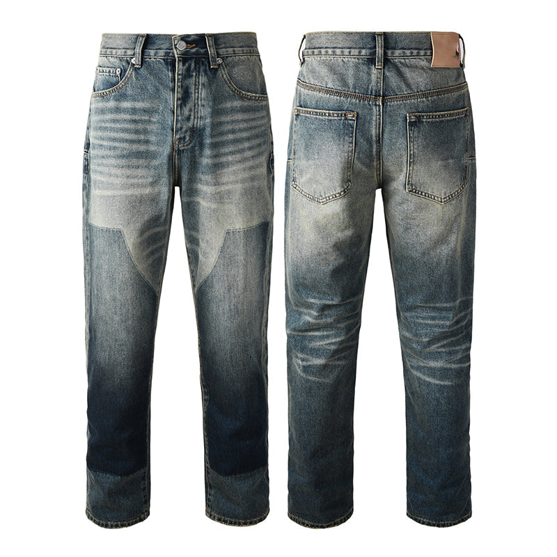 Mens trendy purple jeans, 100% cotton High Street Distressed