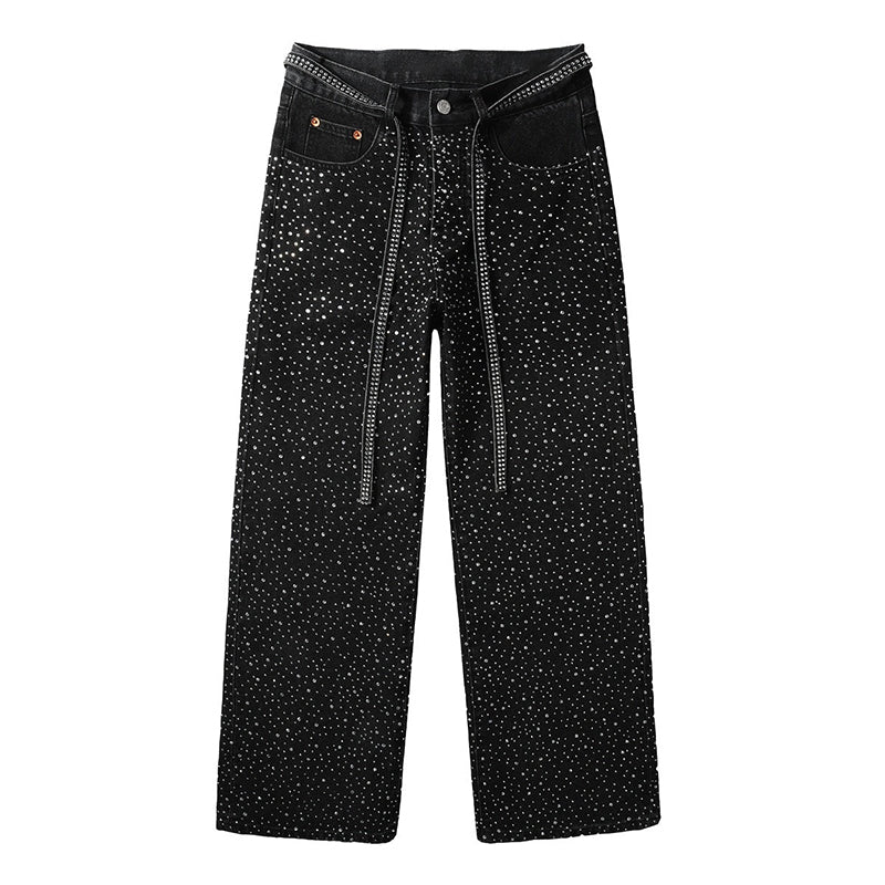 Mens trendy purple jeans, 100% cotton  Jeans Rhinestones #9128