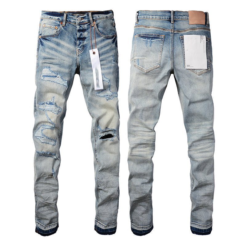 Mens trendy purple jeans, 100% cotton Pure Cotton High Street Trend