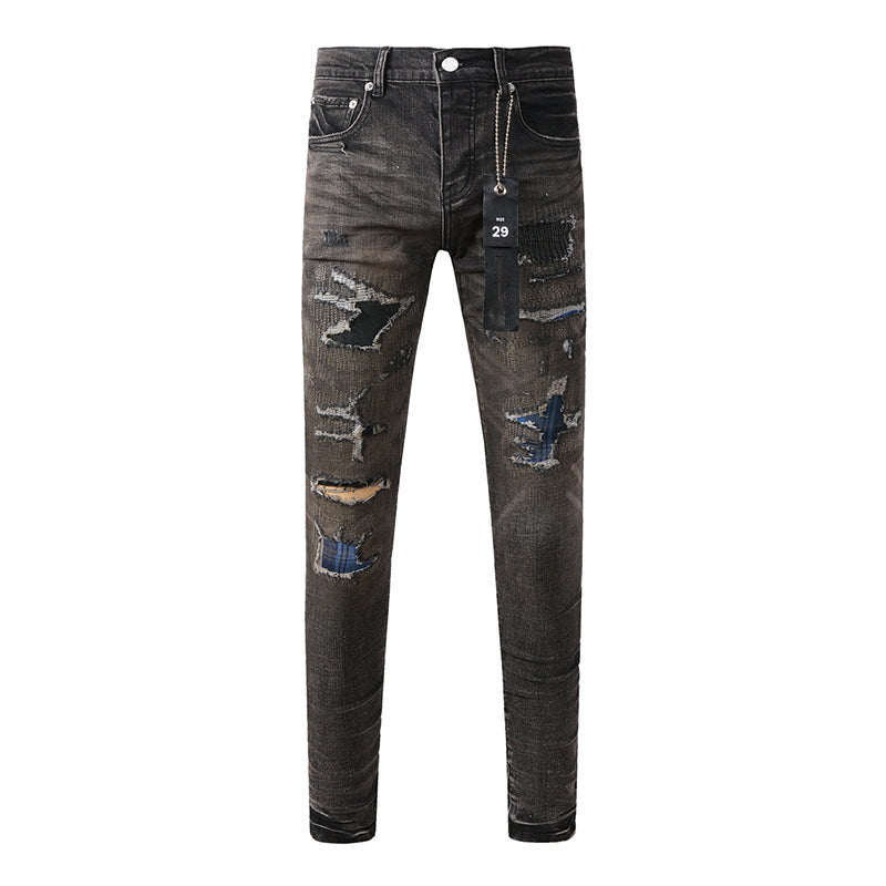 Mens trendy purple jeans, 100% cotton Pure Cotton High Street Trend