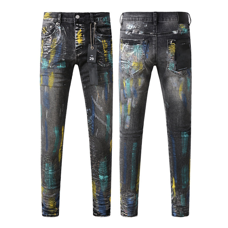Mens trendy purple jeans, 100% cotton Pure Cotton High Street Trend