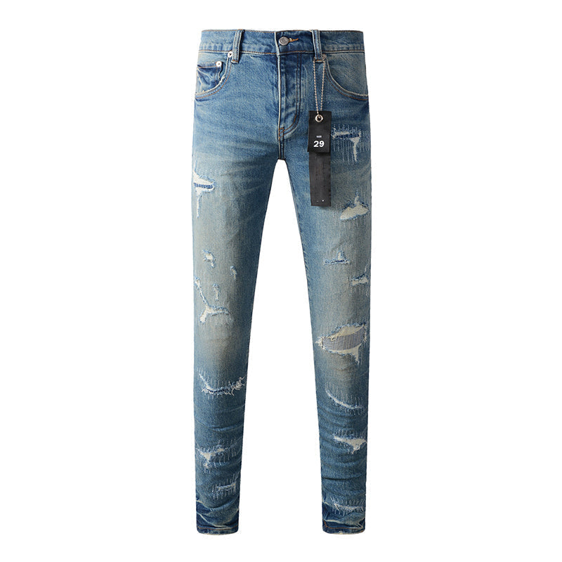 Mens trendy purple jeans, 100% cotton Pure Cotton High Street Trend
