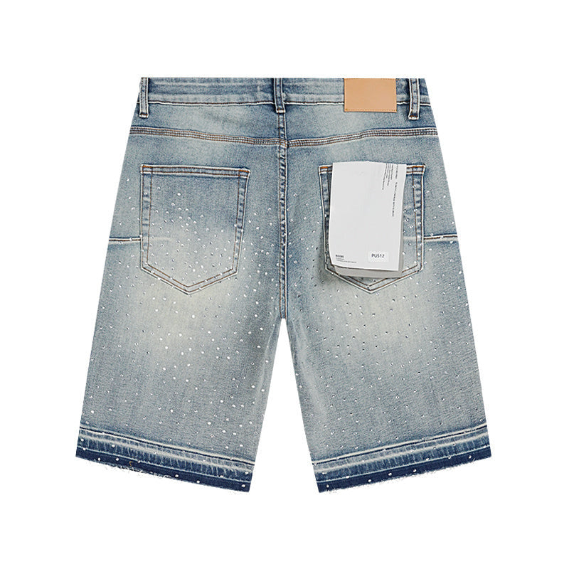 Mens trendy purple jeans, 100% cotton Denim Shorts #PU512