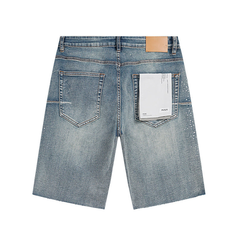 Mens trendy purple jeans, 100% cotton Denim Shorts #PU525