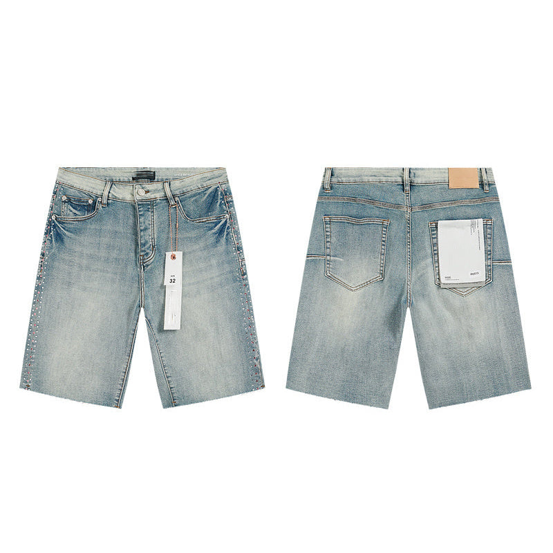 Mens trendy purple jeans, 100% cotton Denim Shorts #PU513
