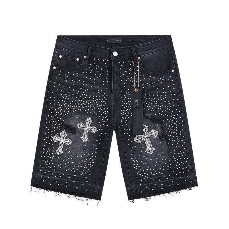 Mens trendy purple jeans, 100% cotton Denim Shorts #PU529