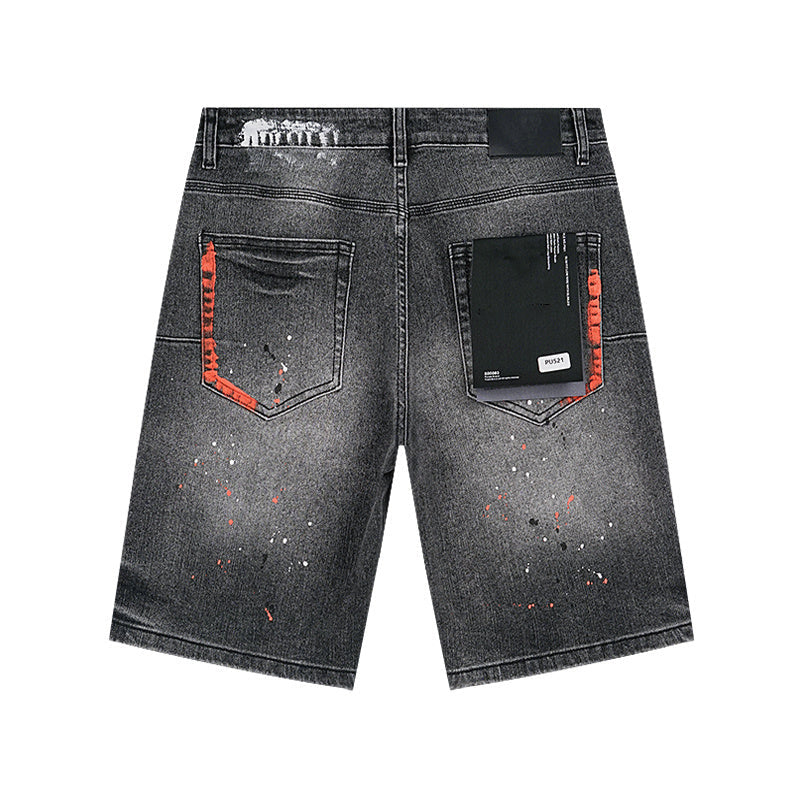Mens trendy purple jeans, 100% cotton Denim Shorts #PU521