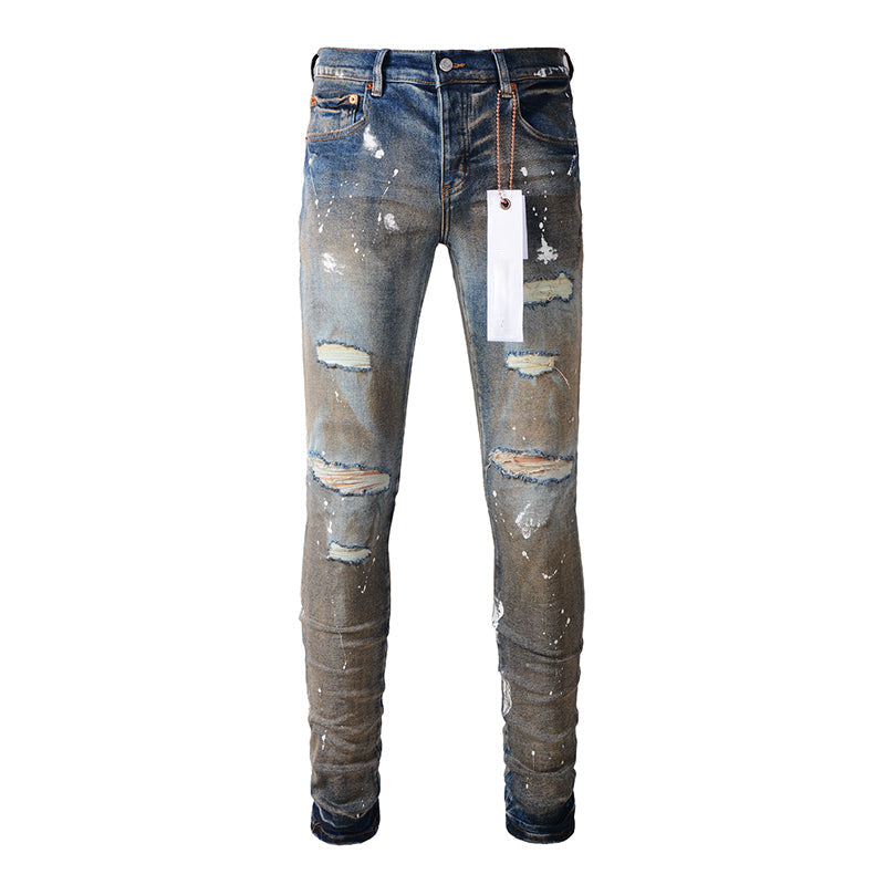 Mens trendy purple jeans, 100% cotton Pure Cotton High Street Trend