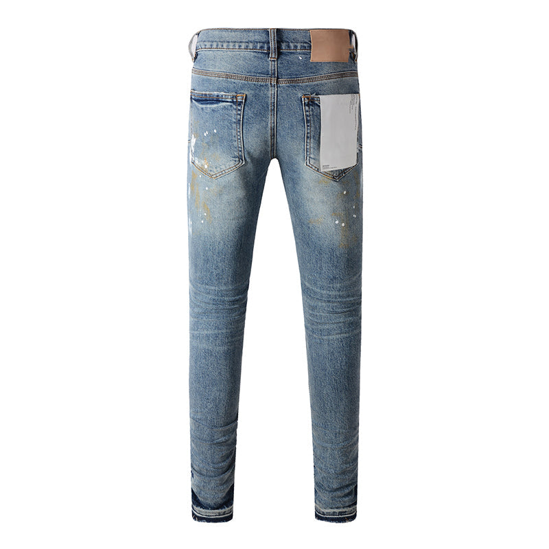 Mens trendy purple jeans, 100% cotton Pure Cotton High Street Trend