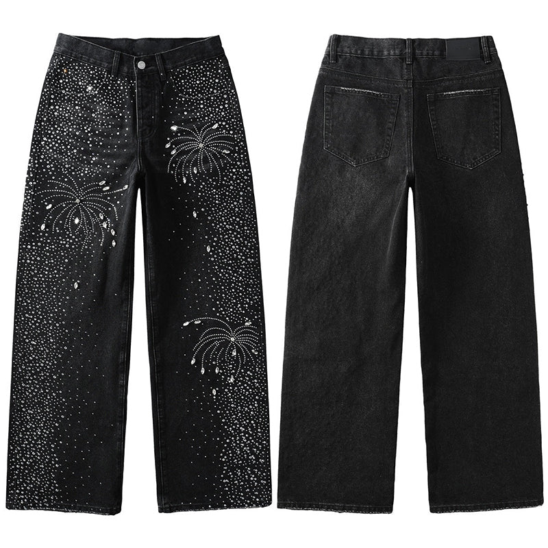 Mens trendy purple jeans, 100% cotton Jeans Rhinestones #9125