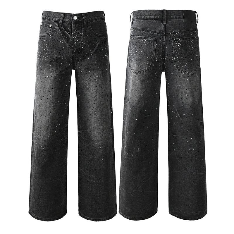 Mens trendy purple jeans, 100% cotton Rhinestones #105