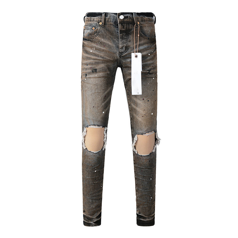 Mens trendy purple jeans, 100% cotton Pure Cotton High Street Trend