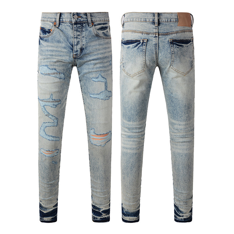 Mens trendy purple jeans, 100% cotton Pure Cotton High Street Trend