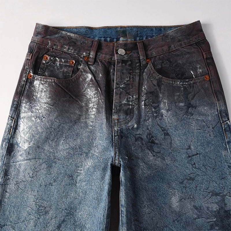 Mens trendy purple jeans, 100% cotton Jeans Rhinestones #109
