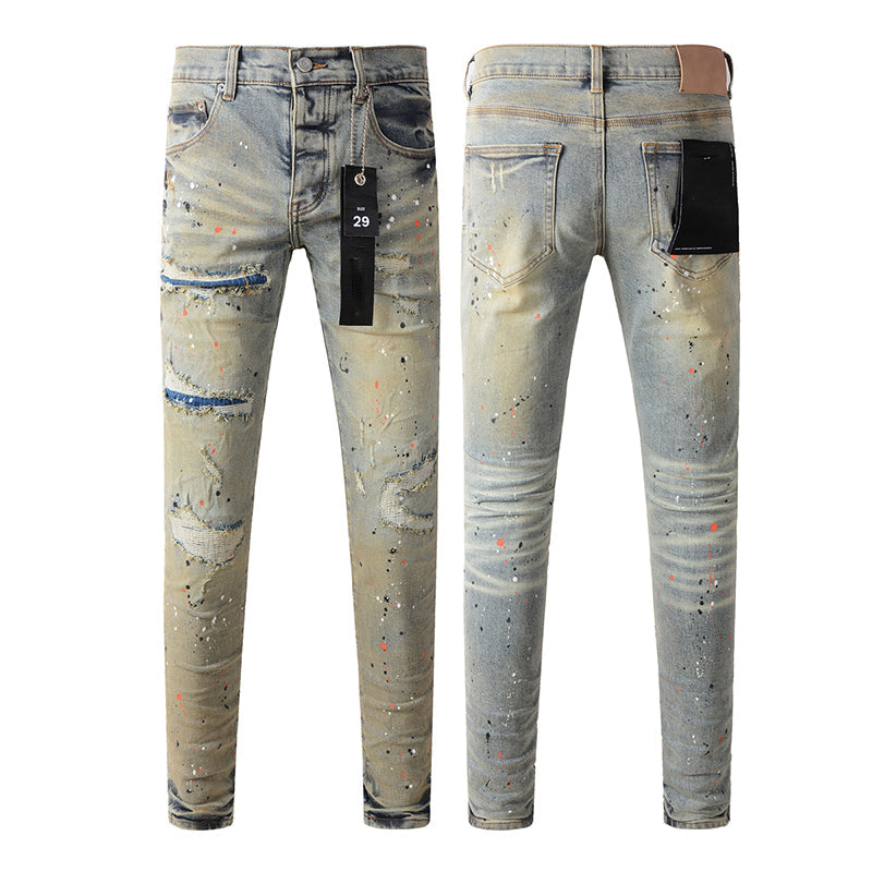 Mens trendy purple jeans, 100% cotton Pure Cotton High Street Trend