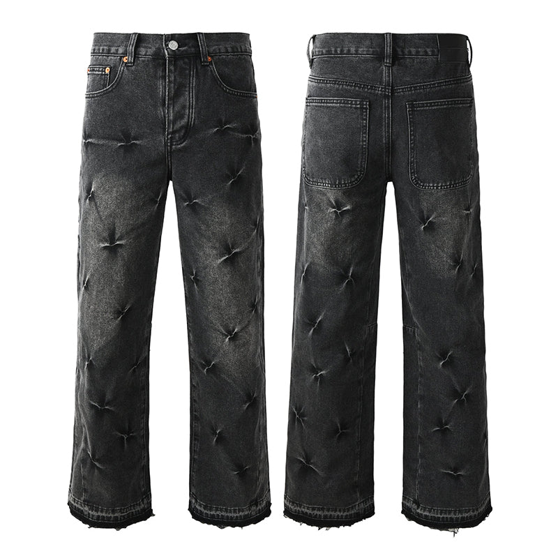 Mens trendy purple jeans, 100% cotton High Street Distressed