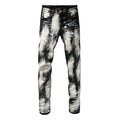 Mens trendy purple jeans, 100% cotton High Street Distressed