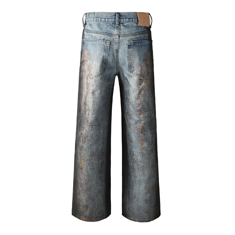 Mens trendy purple jeans, 100% cotton Rhinestones #102