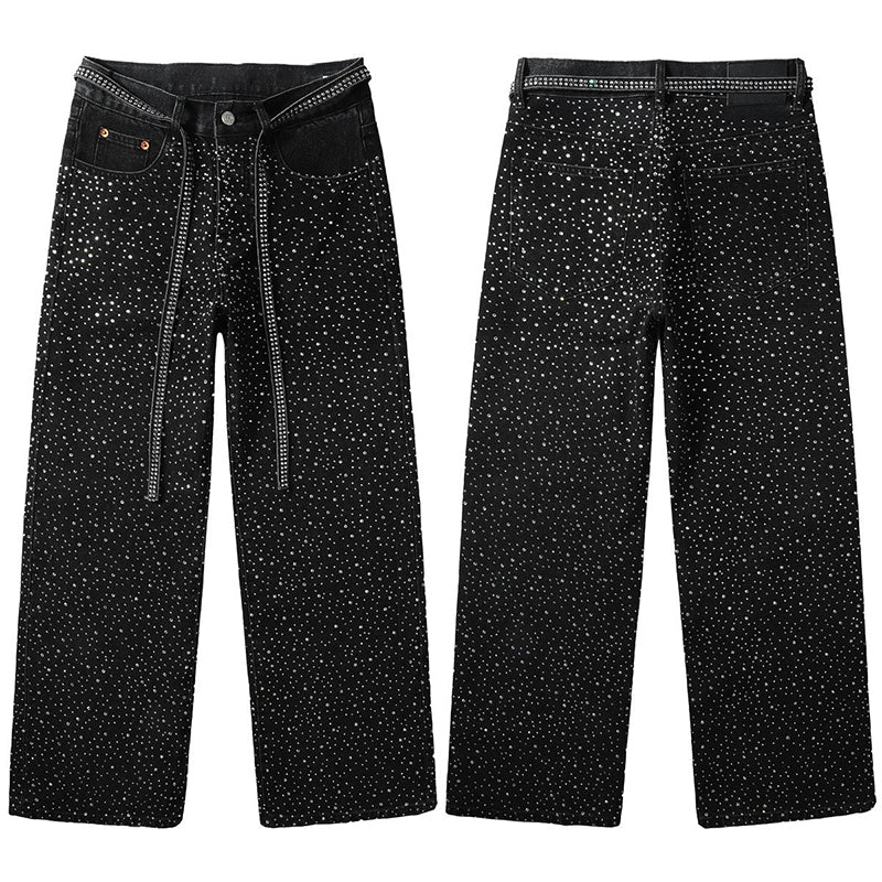 Mens trendy purple jeans, 100% cotton  Jeans Rhinestones #9128