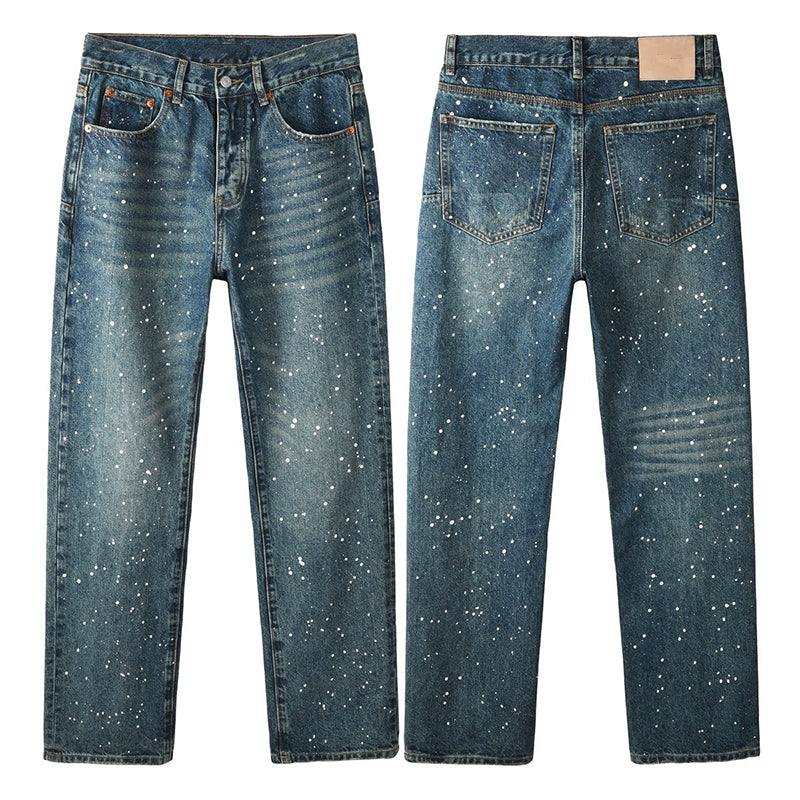 Mens trendy purple jeans, 100% cotton Rhinestones #9139