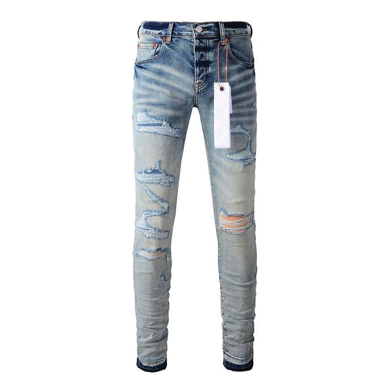 Mens trendy purple jeans, 100% cotton Pure Cotton High Street Trend