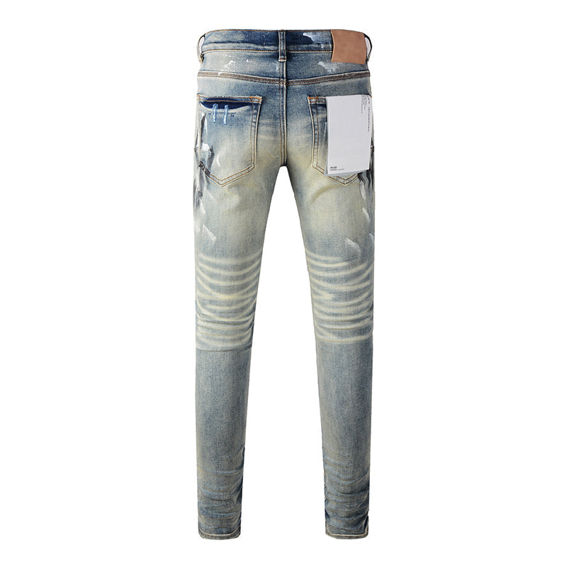 Mens trendy purple jeans, 100% cotton Pure Cotton High Street Trend