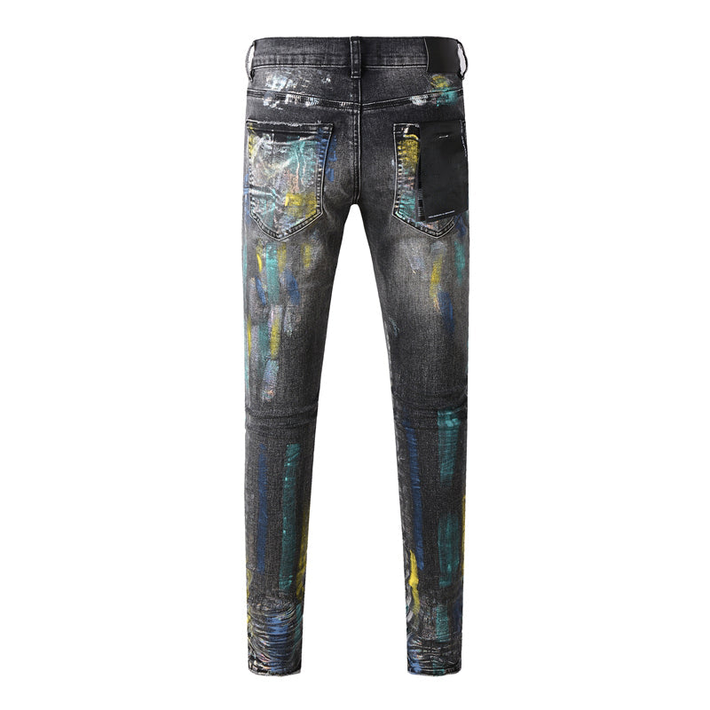 Mens trendy purple jeans, 100% cotton Pure Cotton High Street Trend