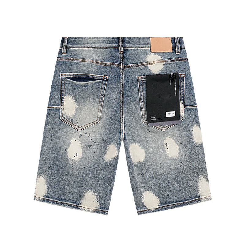 Mens trendy purple jeans, 100% cotton Denim Shorts #PU523