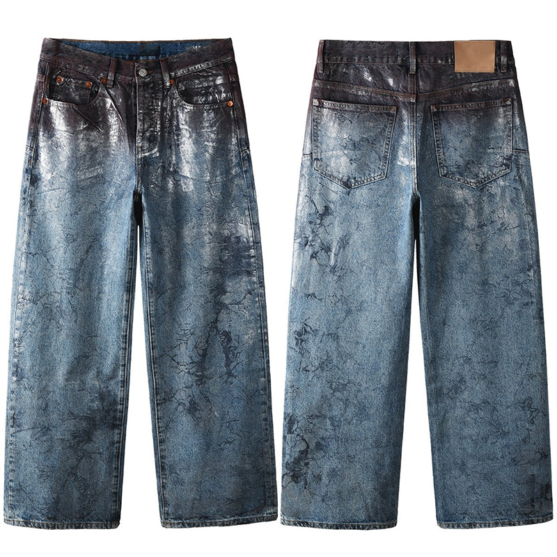 Mens trendy purple jeans, 100% cotton Rhinestones #109
