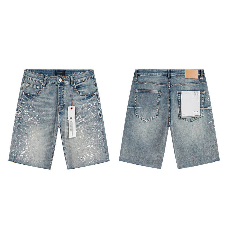 Mens trendy purple jeans, 100% cotton Denim Shorts #PU525