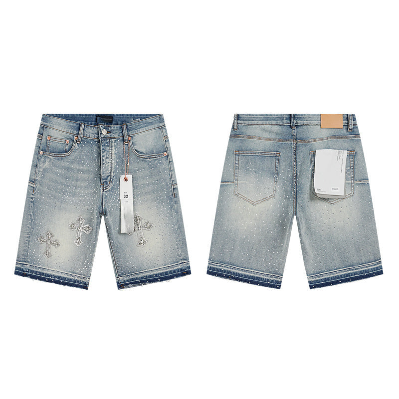 Mens trendy purple jeans, 100% cotton Denim Shorts #PU512