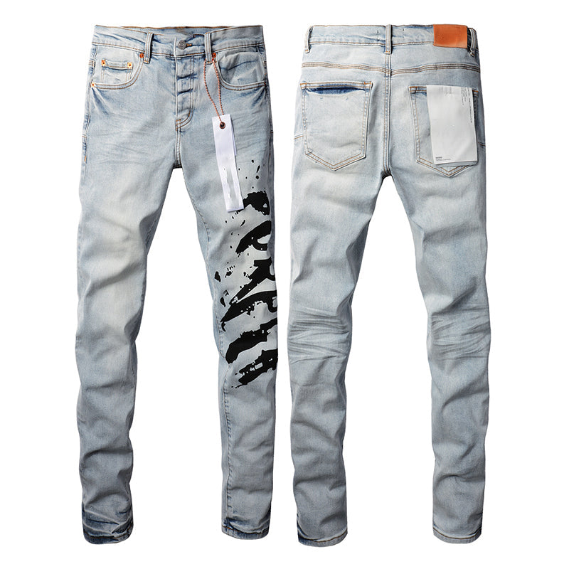 Mens trendy purple jeans, 100% cotton Pure Cotton High Street Trend