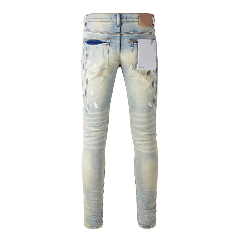 Mens trendy purple jeans, 100% cotton Pure Cotton High Street Trend