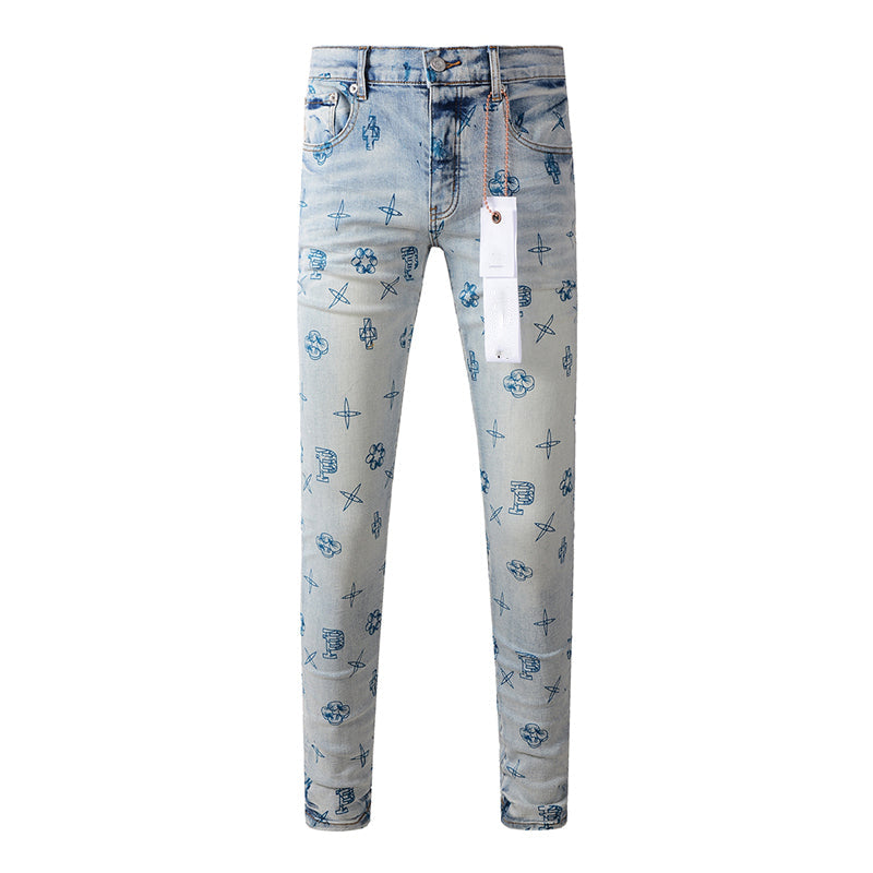 Mens trendy purple jeans, 100% cotton Pure Cotton High Street Trend