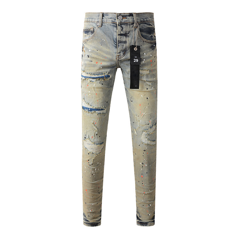 Mens trendy purple jeans, 100% cotton Pure Cotton High Street Trend
