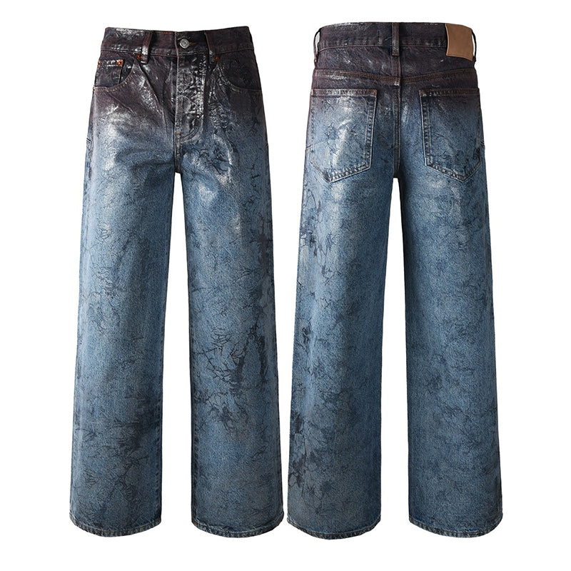 Mens trendy purple jeans, 100% cotton Jeans Rhinestones #109