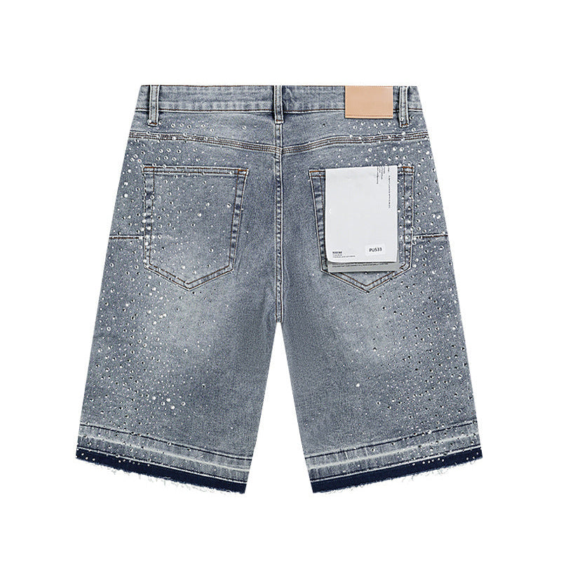 Mens trendy purple jeans, 100% cotton Denim Shorts #PU533