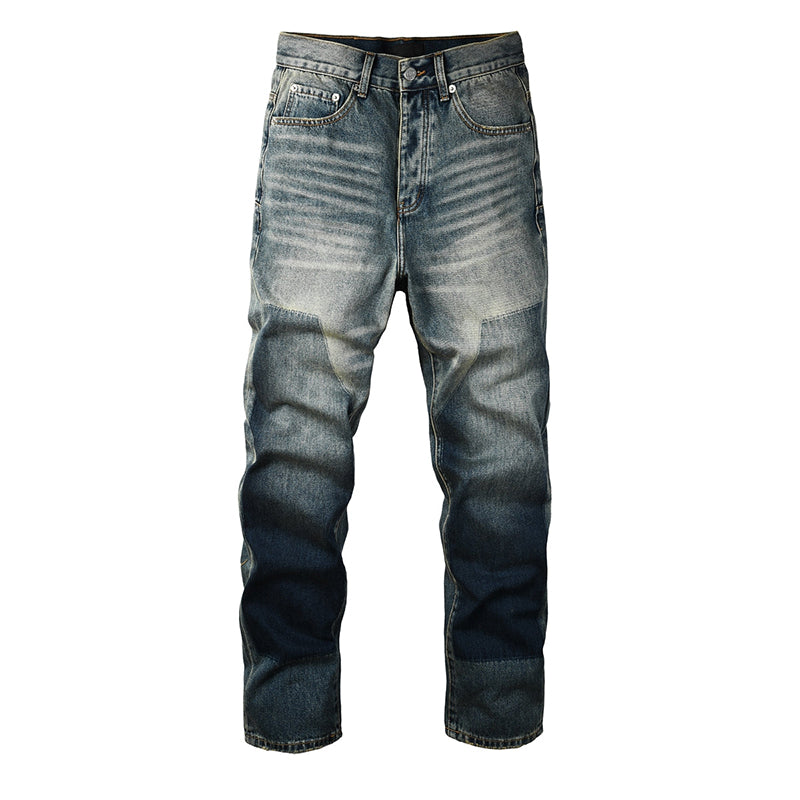 Mens trendy purple jeans, 100% cotton High Street Distressed