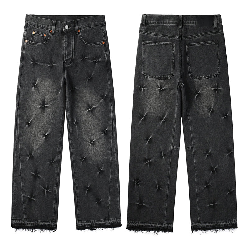 Mens trendy purple jeans, 100% cotton High Street Distressed