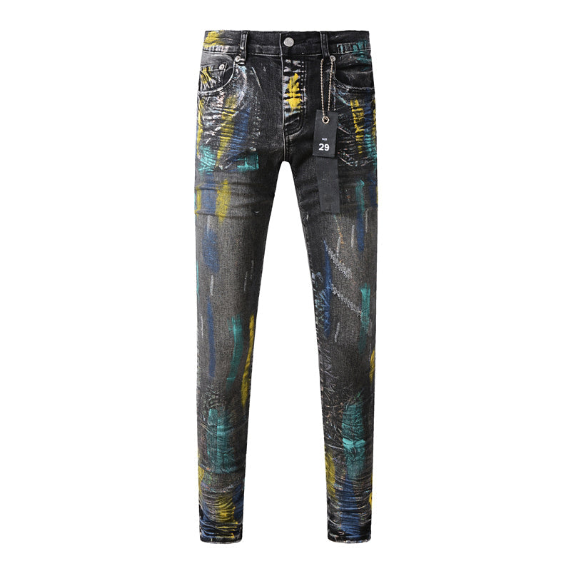 Mens trendy purple jeans, 100% cotton Pure Cotton High Street Trend