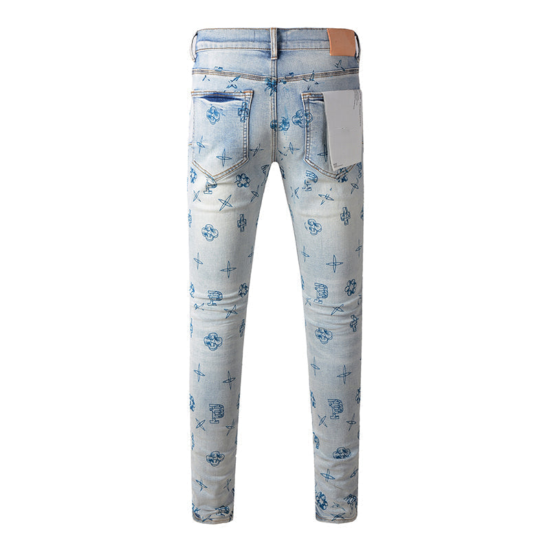 Mens trendy purple jeans, 100% cotton Pure Cotton High Street Trend