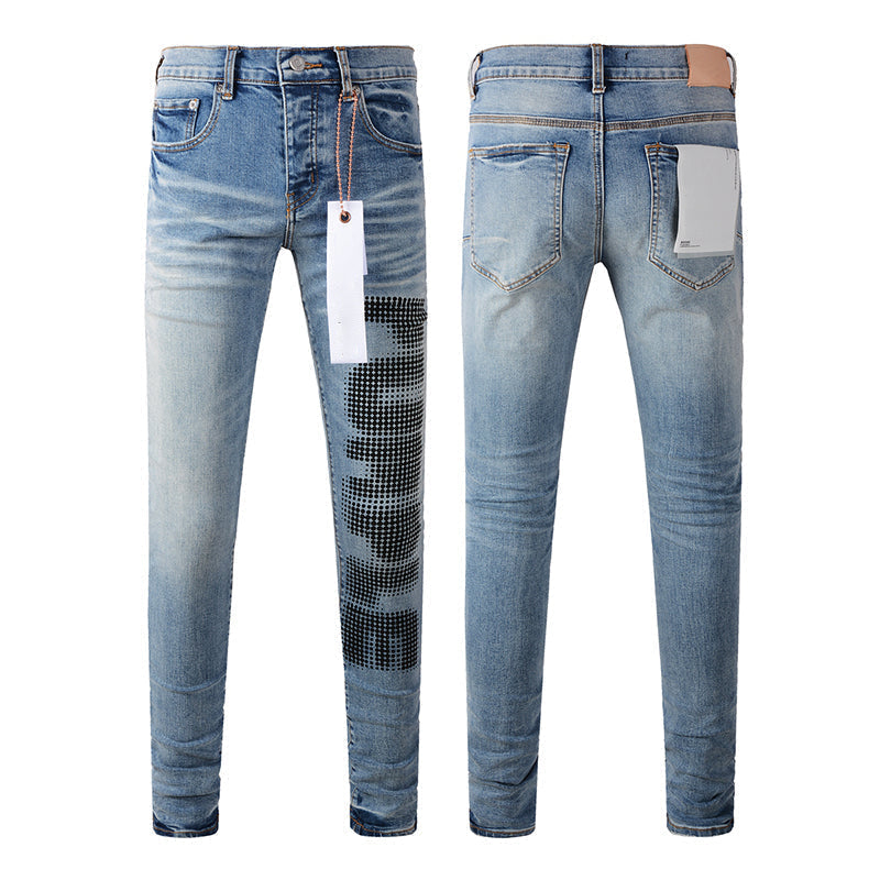 Mens trendy purple jeans, 100% cotton Pure Cotton High Street Trend