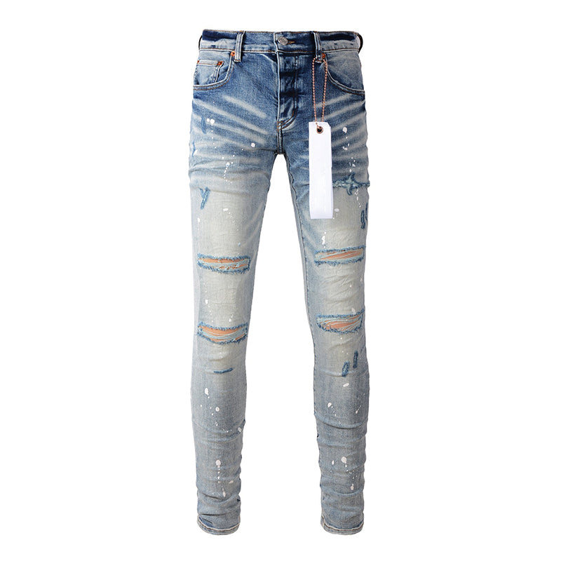 Mens trendy purple jeans, 100% cotton Pure Cotton High Street Trend