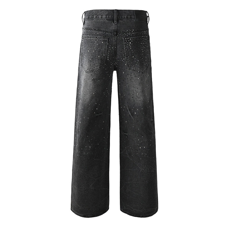 Mens trendy purple jeans, 100% cotton Rhinestones #105