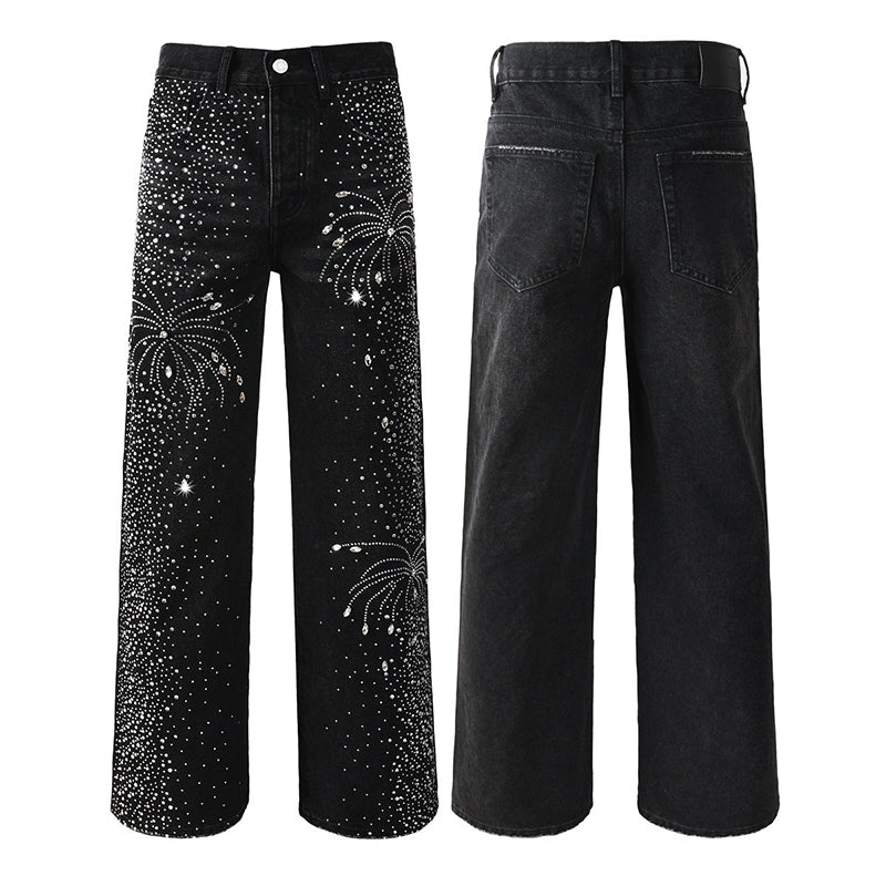 Mens trendy purple jeans, 100% cotton Rhinestones #9125