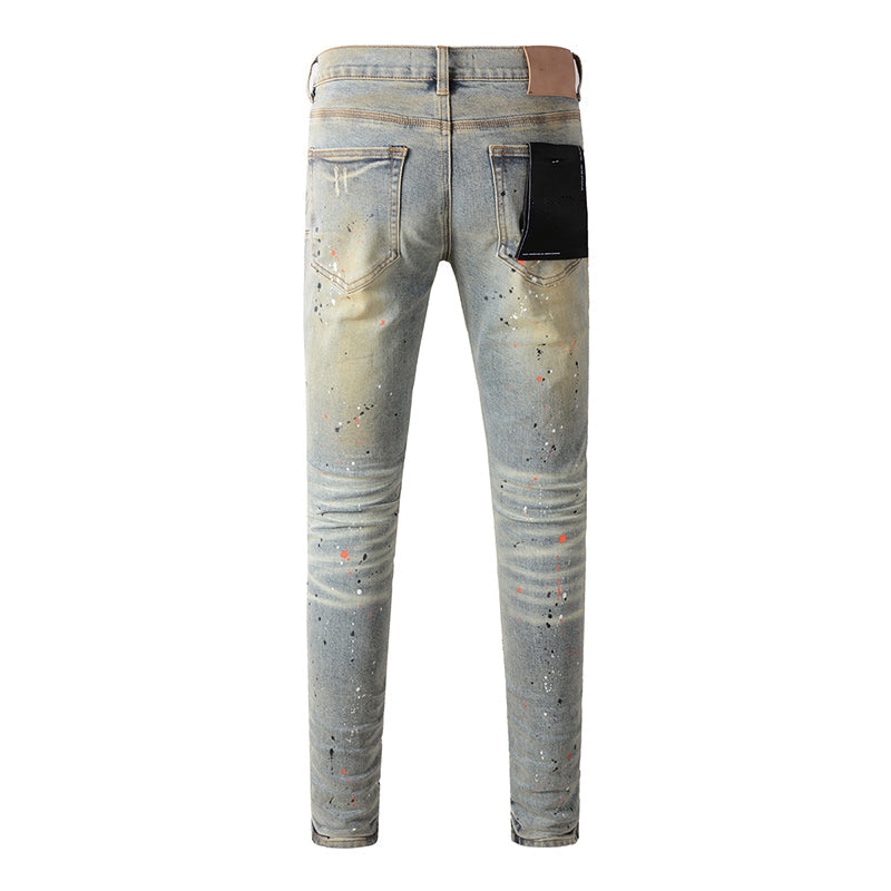 Mens trendy purple jeans, 100% cotton Pure Cotton High Street Trend