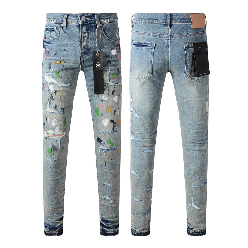 Mens trendy purple jeans, 100% cotton Pure Cotton High Street Trend