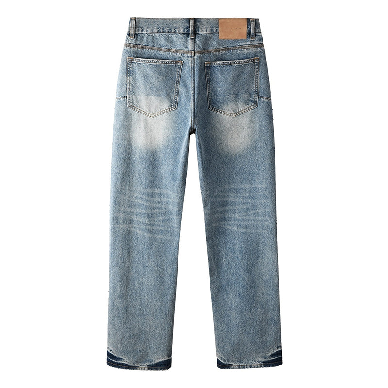 Mens trendy purple jeans, 100% cotton Rhinestones #9137