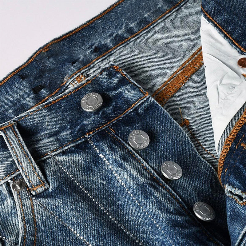 Mens trendy purple jeans, 100% cotton Jeans Rhinestones #9138