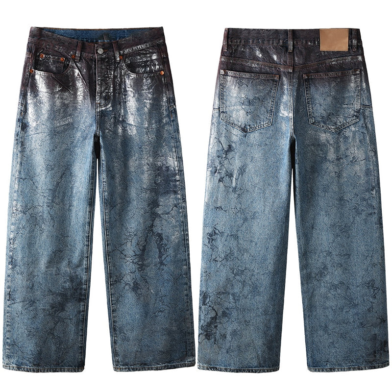 Mens trendy purple jeans, 100% cotton Jeans Rhinestones #109